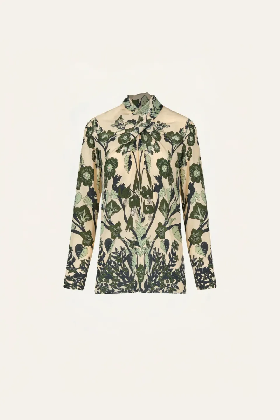 Johanna Ortiz Heavenly Garden top seta verde ecru