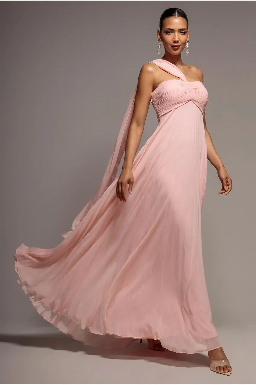 Goddiva Scarf Multiway maxi abito rosa blush chiffon