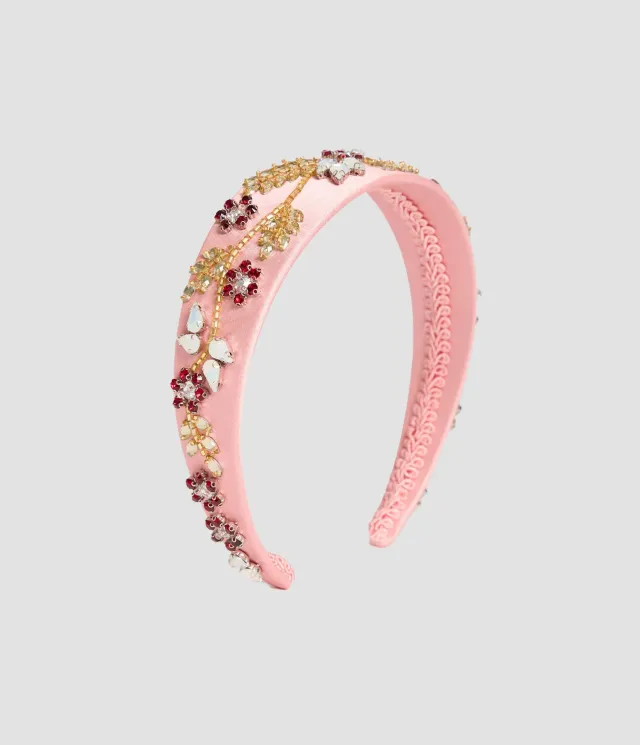 Erdem Embellished Headband cerchietto raso ricamo floreale