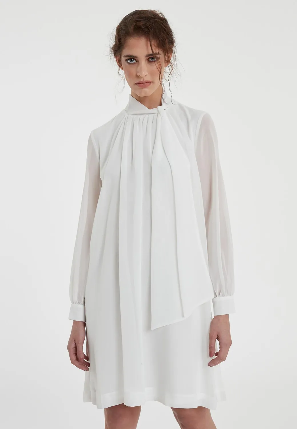 Ana Alcazar Tiwea abito chiffon bianco corto