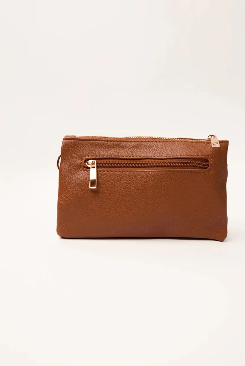 Blue Vanilla clutch beige pochette zip con tracolla