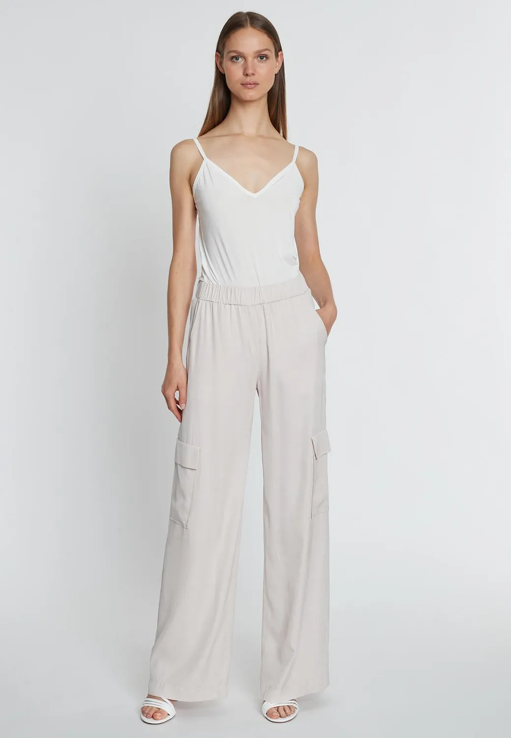 Ana Alcazar Raklis pantaloni cargo beige in cotone