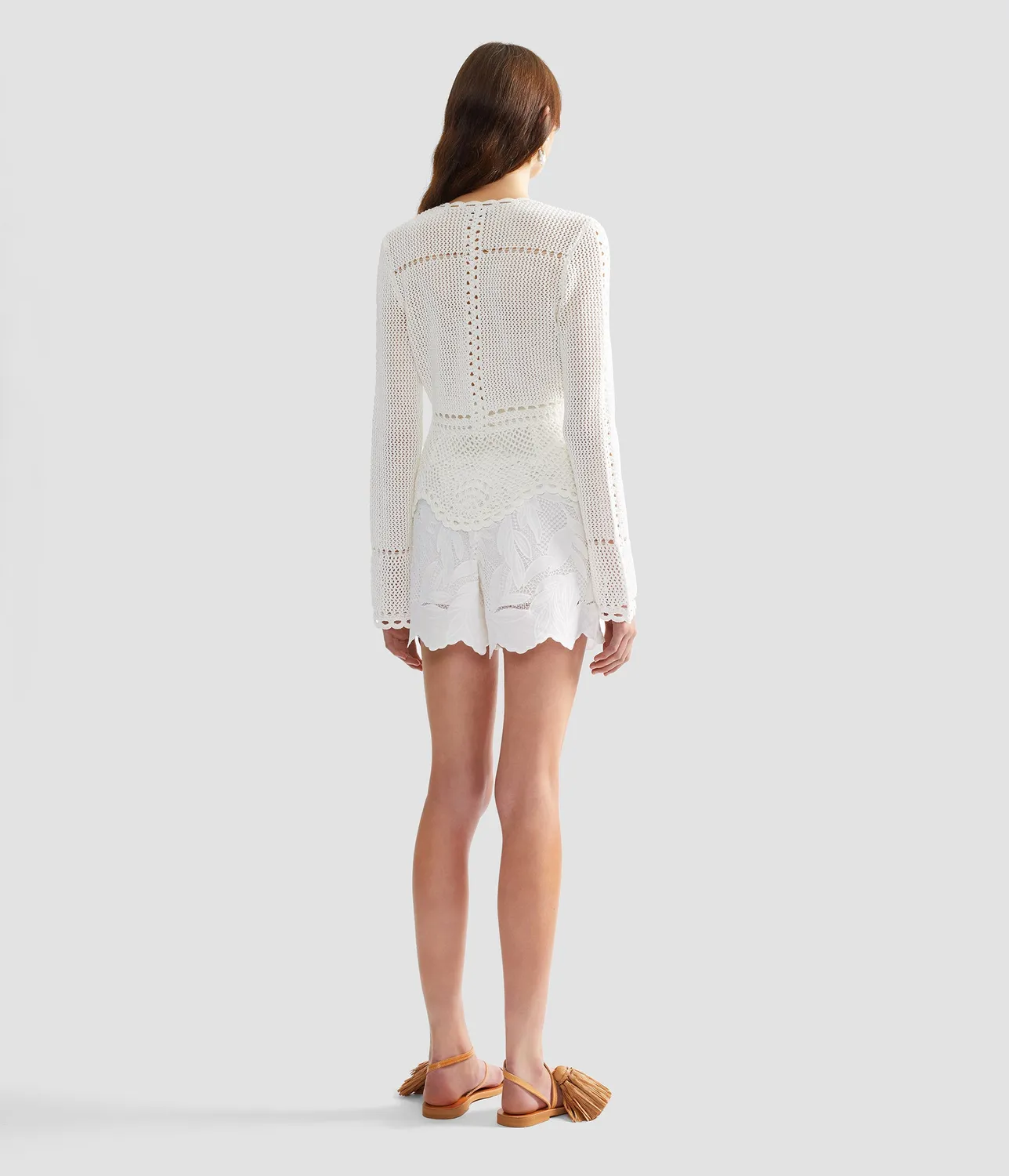 Erdem Floral Cotton Cutwork Shorts sartoriali traforati