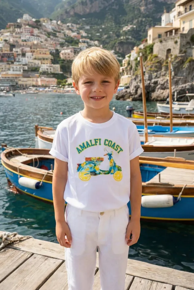 Antica Sartoria Agrumi FM018 t-shirt bianca fantasia cotone