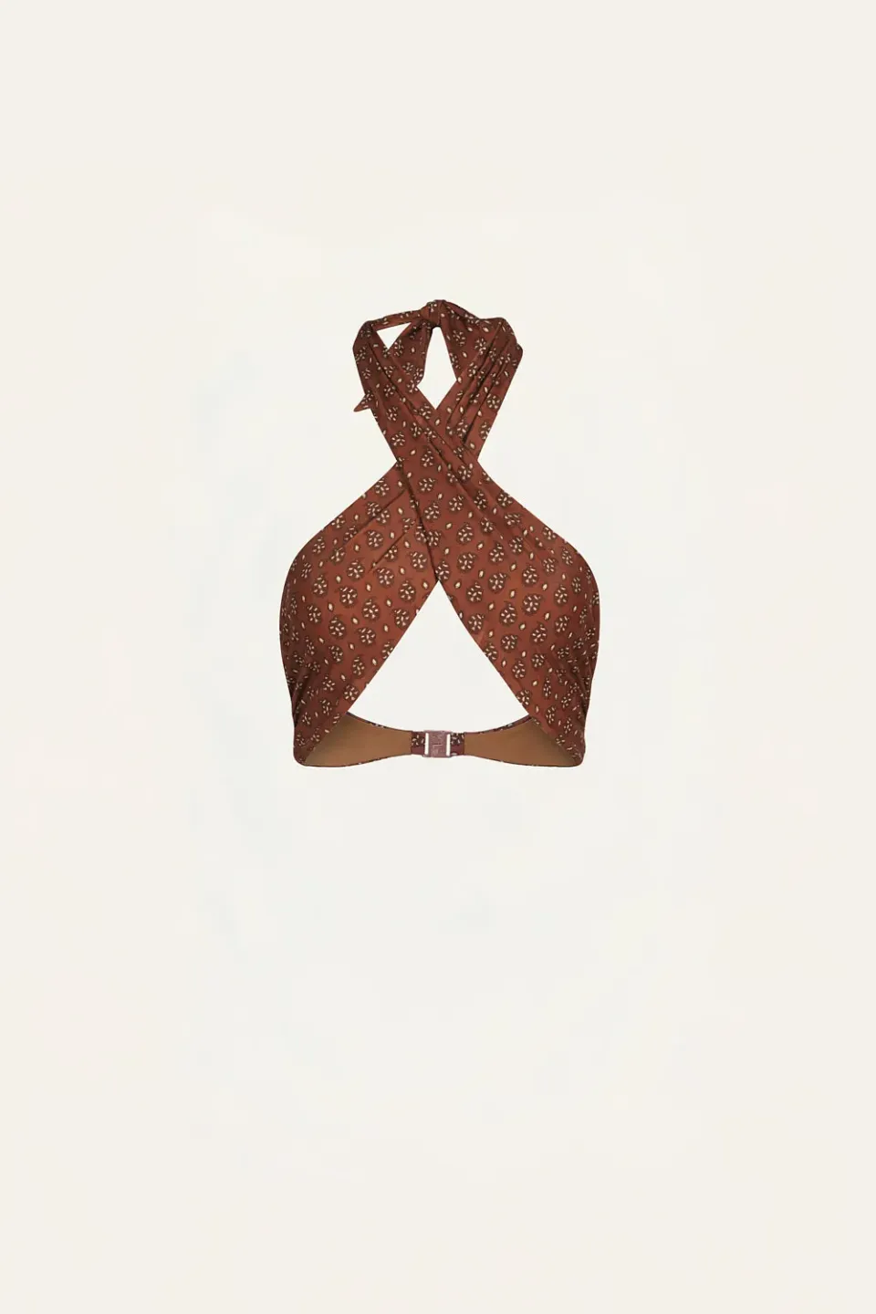 Johanna Ortiz Spice top bikini marrone scollo incrociato