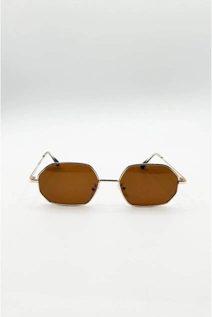 SVNX Oval Occhiali da sole oro marrone metallo