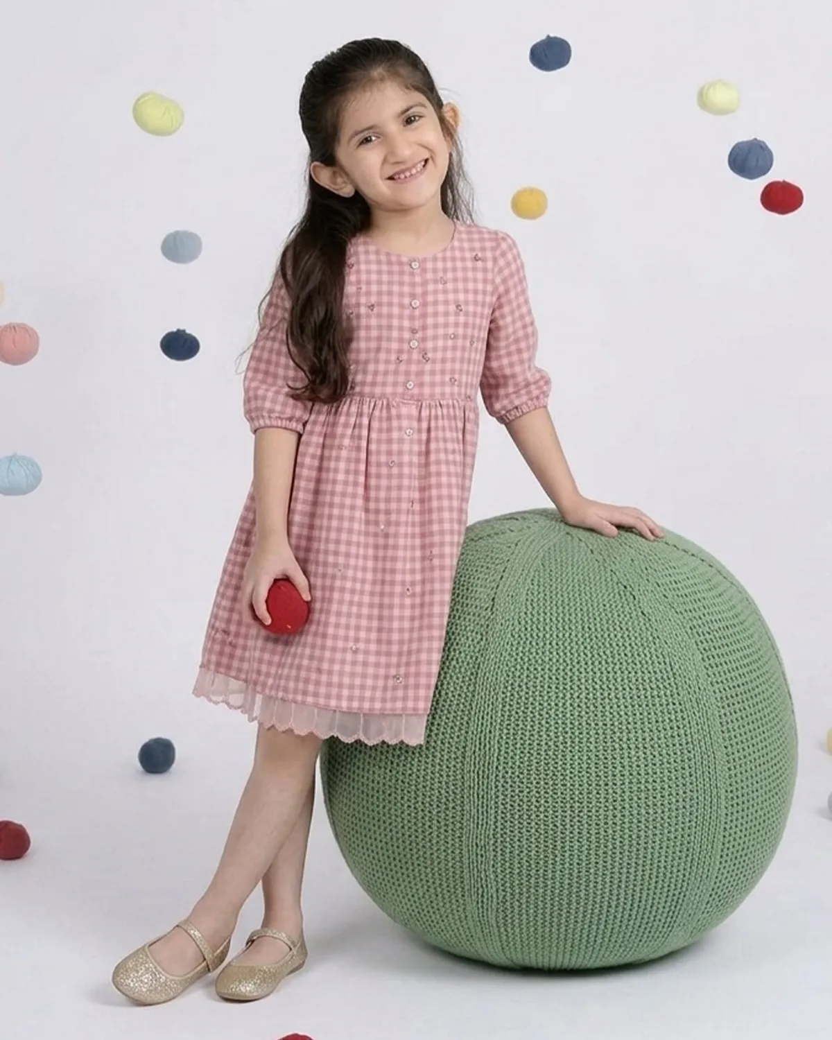Our Dve Be You Kids Pixie abito bambina rosa quadri