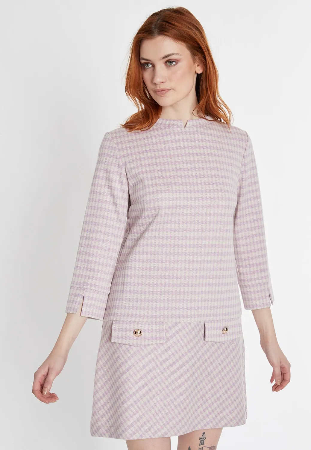 Ana Alcazar Sobany abito mini sixties pied-de-poule