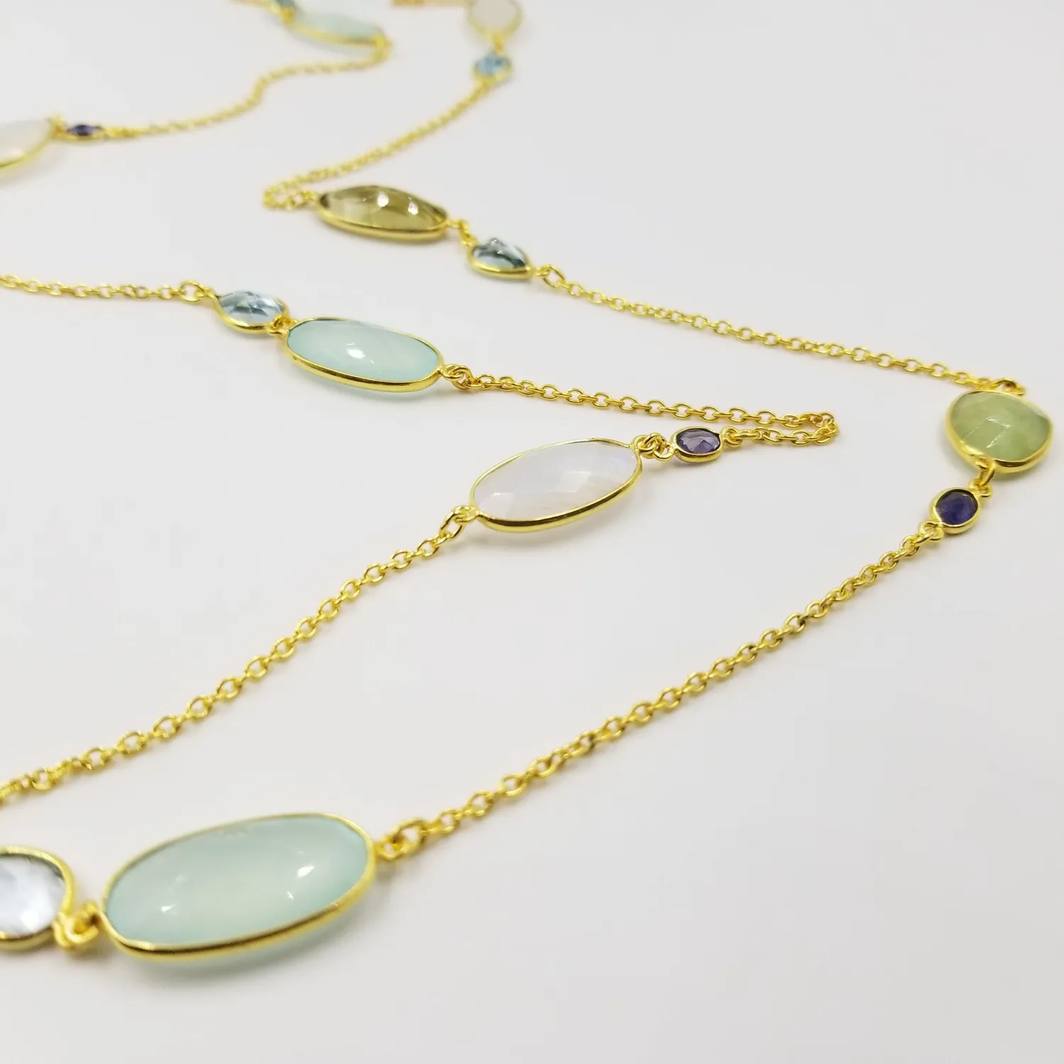 Our Dve Rainbow collana argento dorato 18k con acquamarina