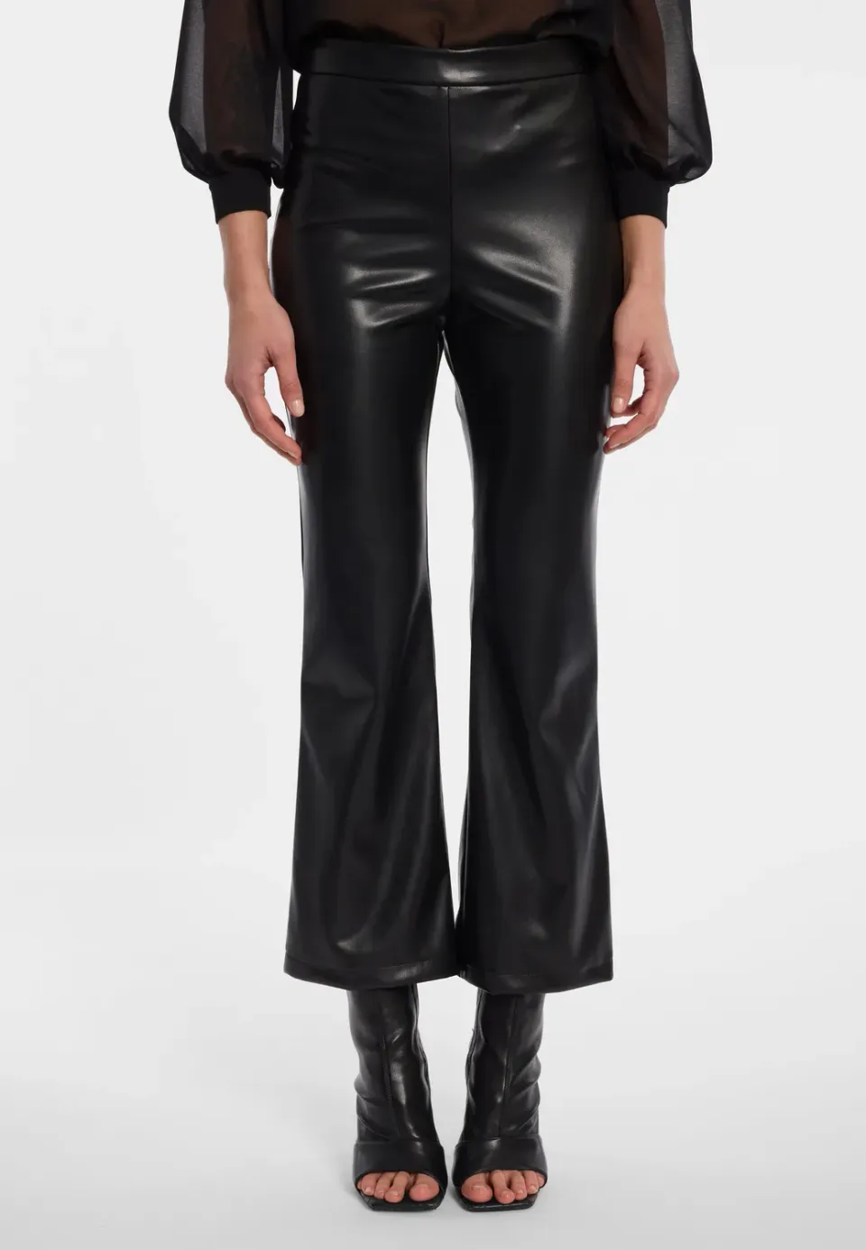 Ana Alcazar Eniva Pantaloni Pelle Neri Cropped