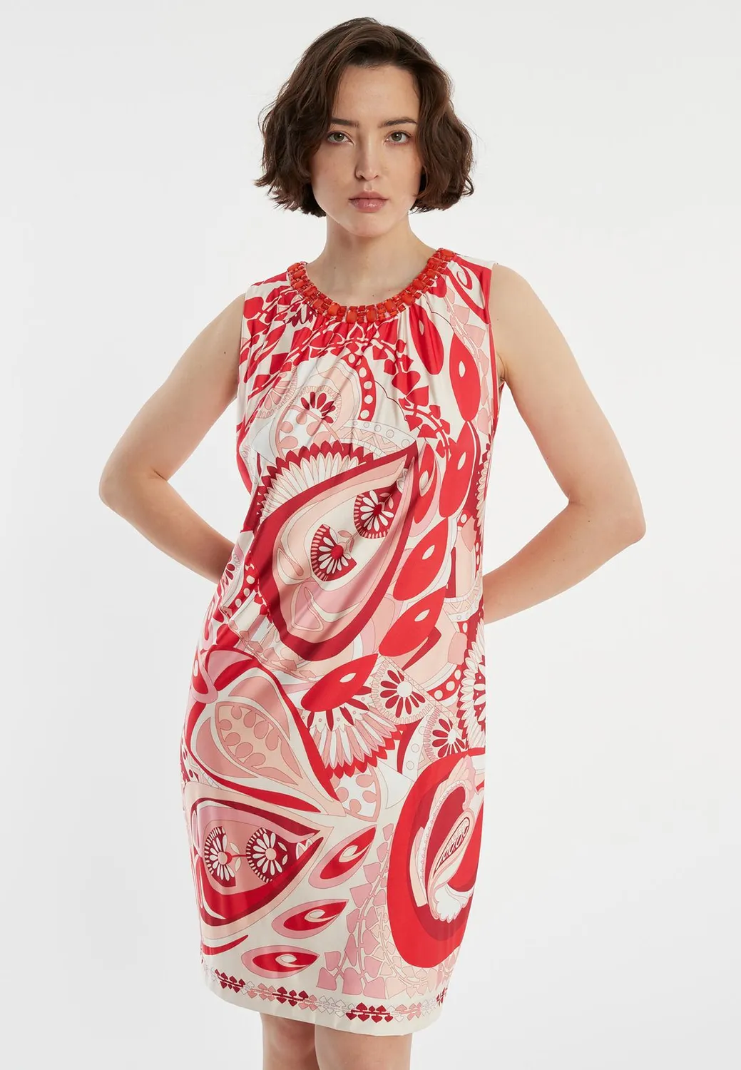 Ana Alcazar Zina abito smanicato jersey fantasia floreale