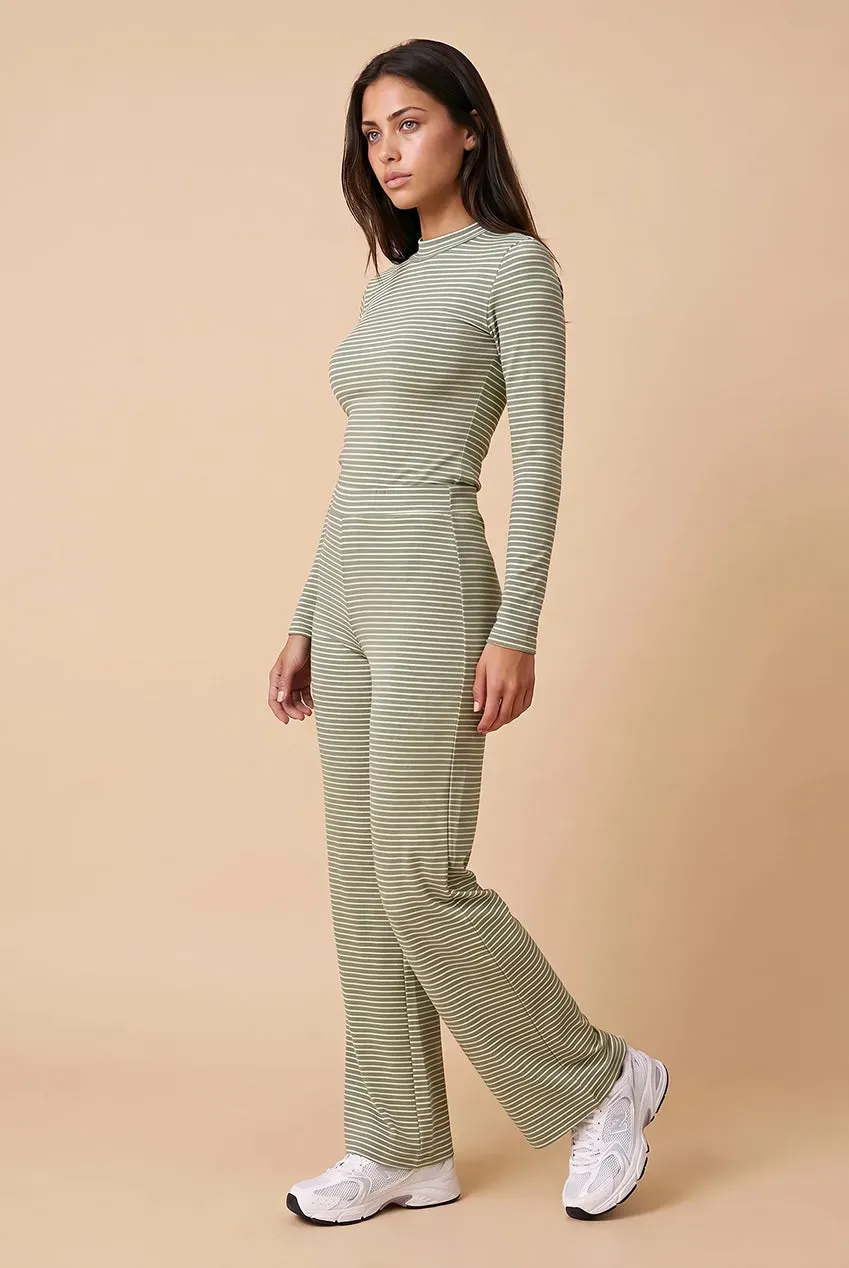 Urban Bliss Pantaloni Kaki Costine Riga Gamba Larga