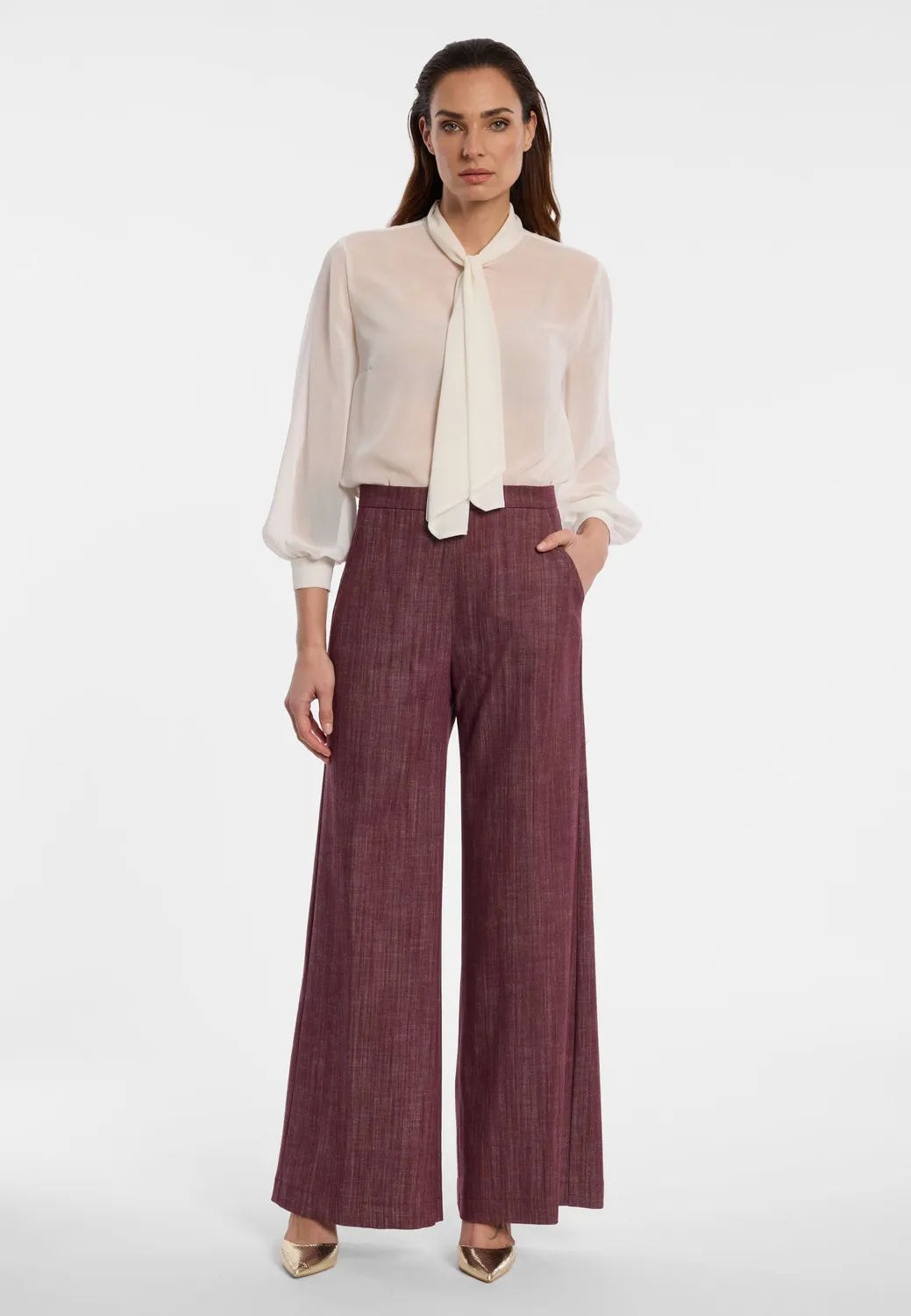 Ana Alcazar Enloira jeans wide leg bordeaux denim elasticizzato