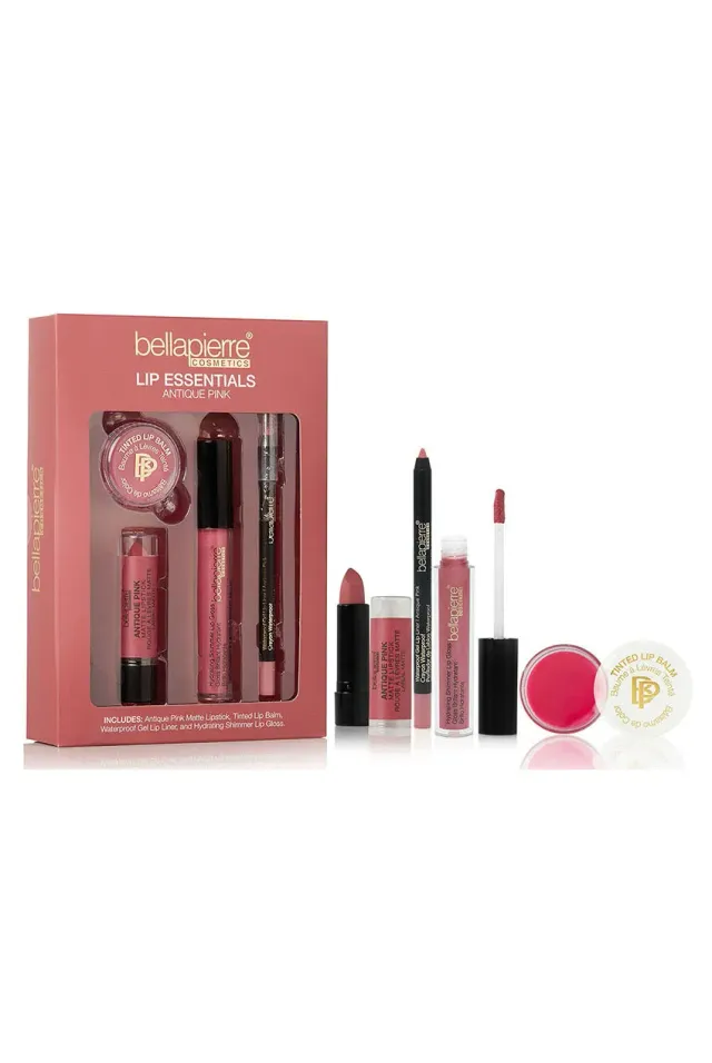 Bellapierre kit labbra rosa antico matita rossetto gloss