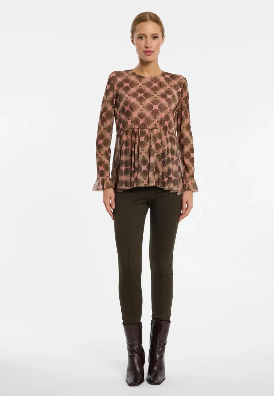 Ana Alcazar Envilis top peplum floreale rosa velo