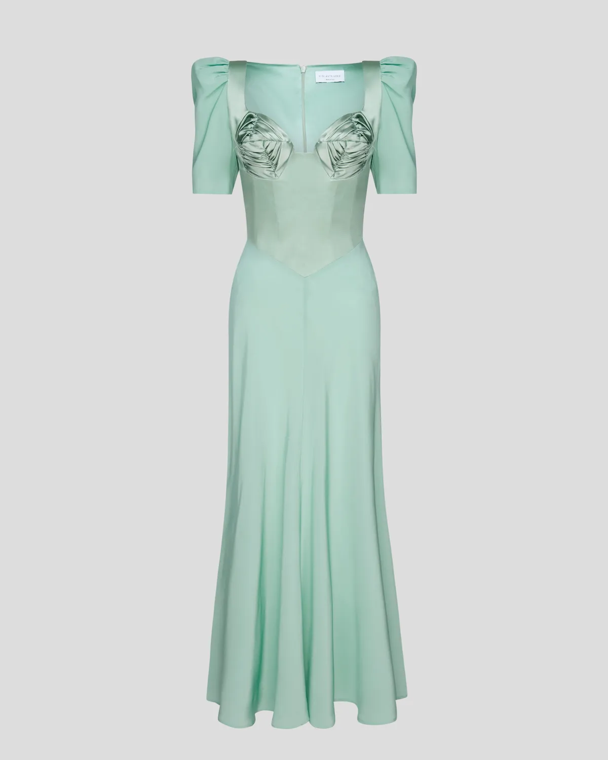 VIOLANTE NESSI Baccarat abito seta verde scollatura cuore