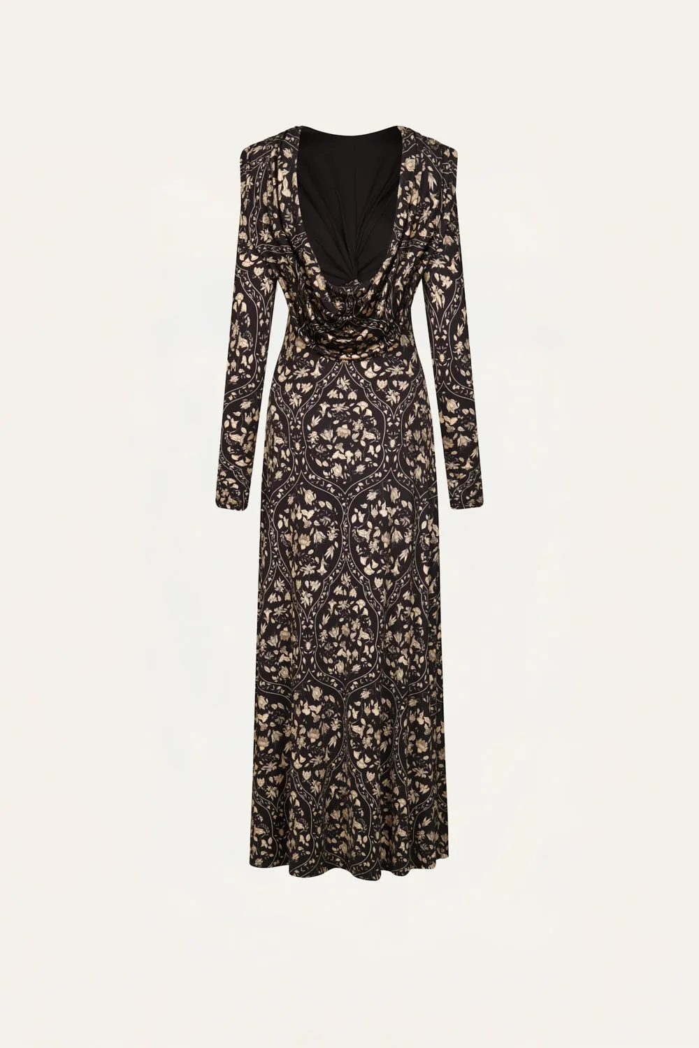 Johanna Ortiz Alma Playful Grace abito midi nero ecru jersey