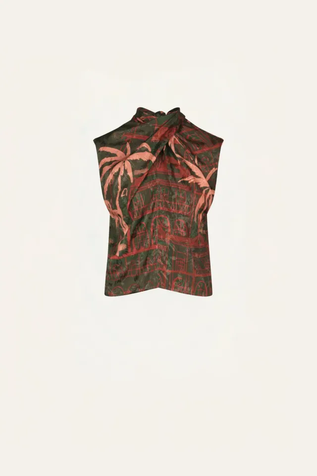 Johanna Ortiz Mystic Shore top verde jacquard
