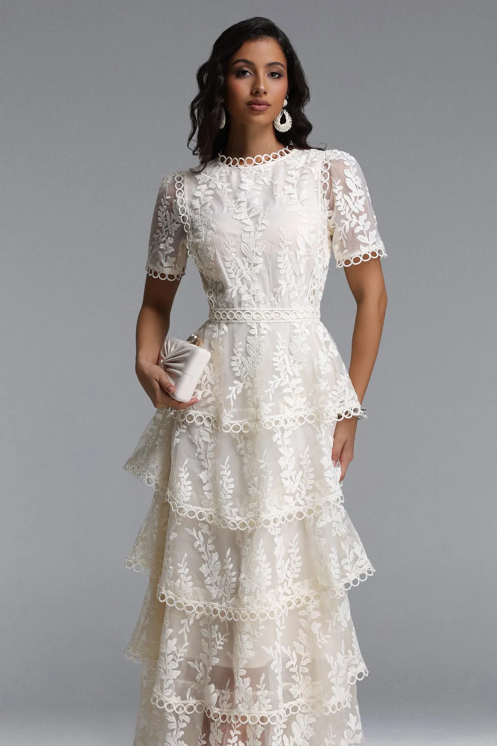 Bella Barnett Yedda Resort Abito Maxi Bianco Ricamato