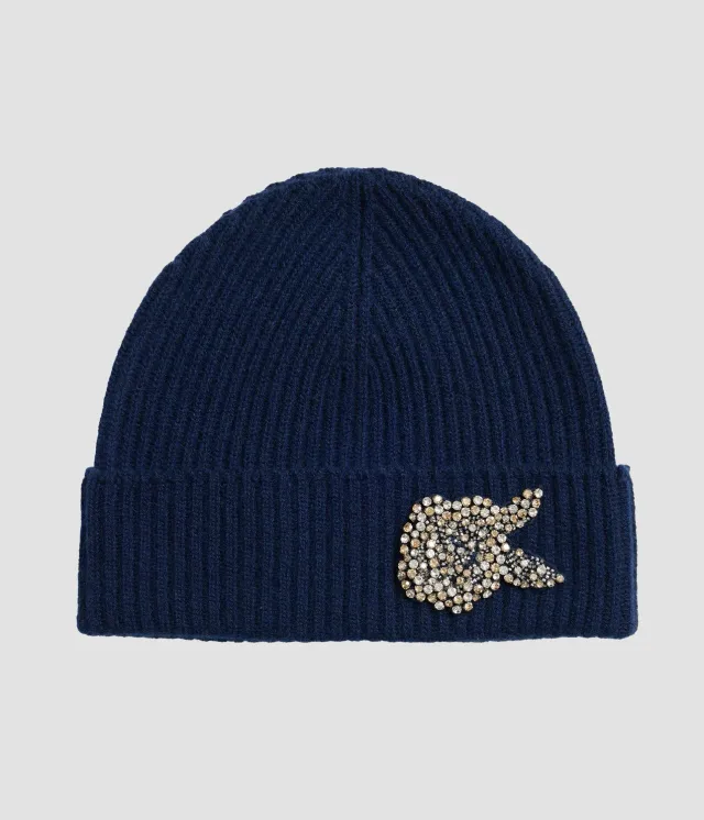 Erdem Knitted Beanie berretto cashmere blu fiore