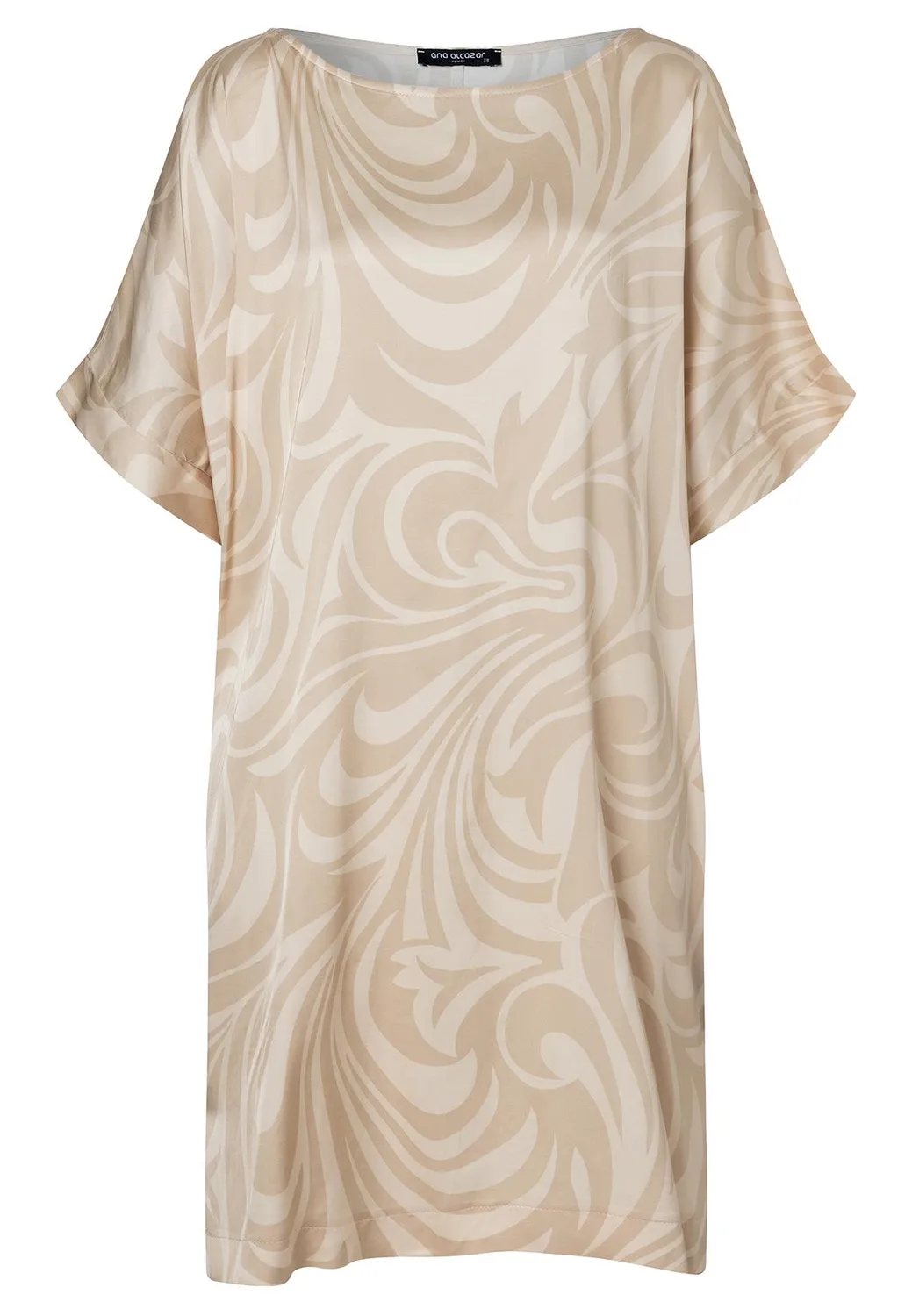 Ana Alcazar Wapea abito camicia oversize beige satinato