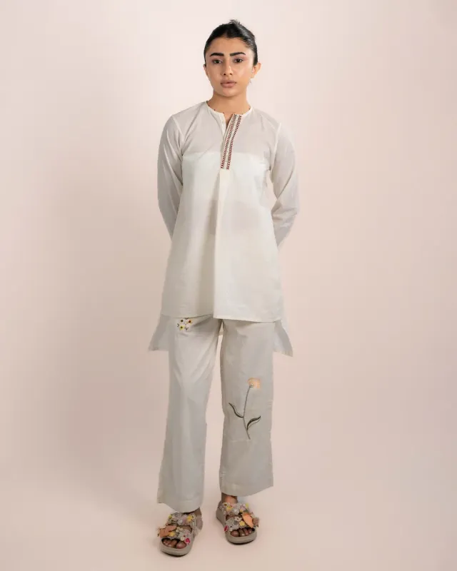 Our Dve Luna Top top cotone beige ricamo