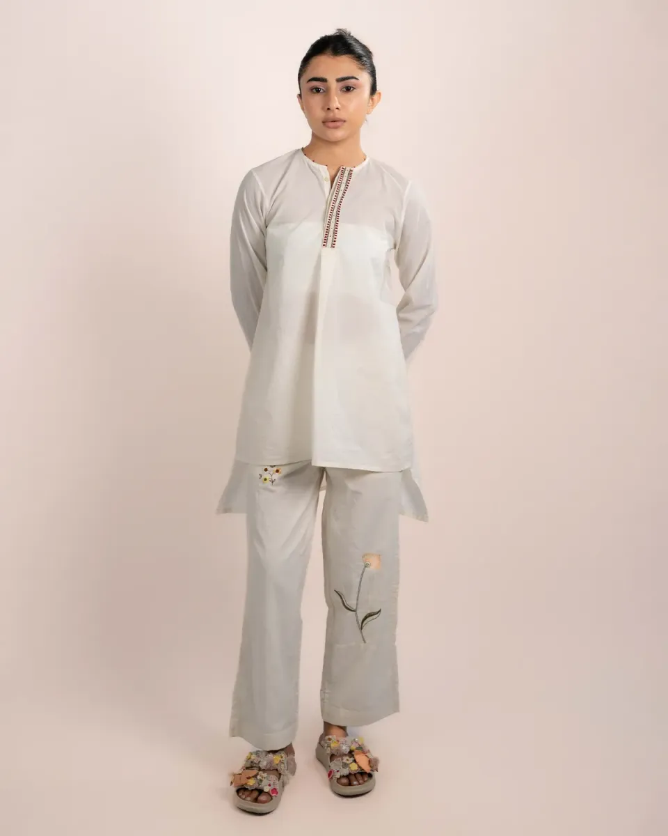 Our Dve Luna Top top cotone beige ricamo