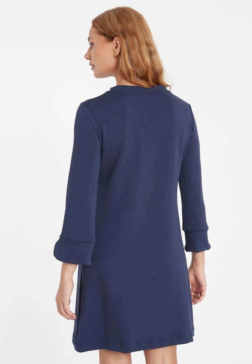 Ana Alcazar Seana abito corto blu svasato jersey
