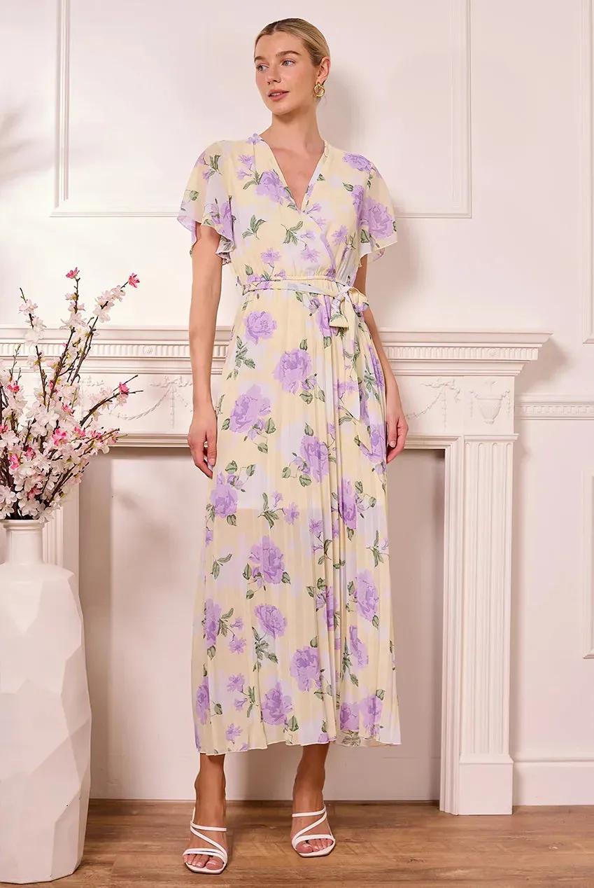 Angeleye Butter Yellow abito lungo giallo fiori viola