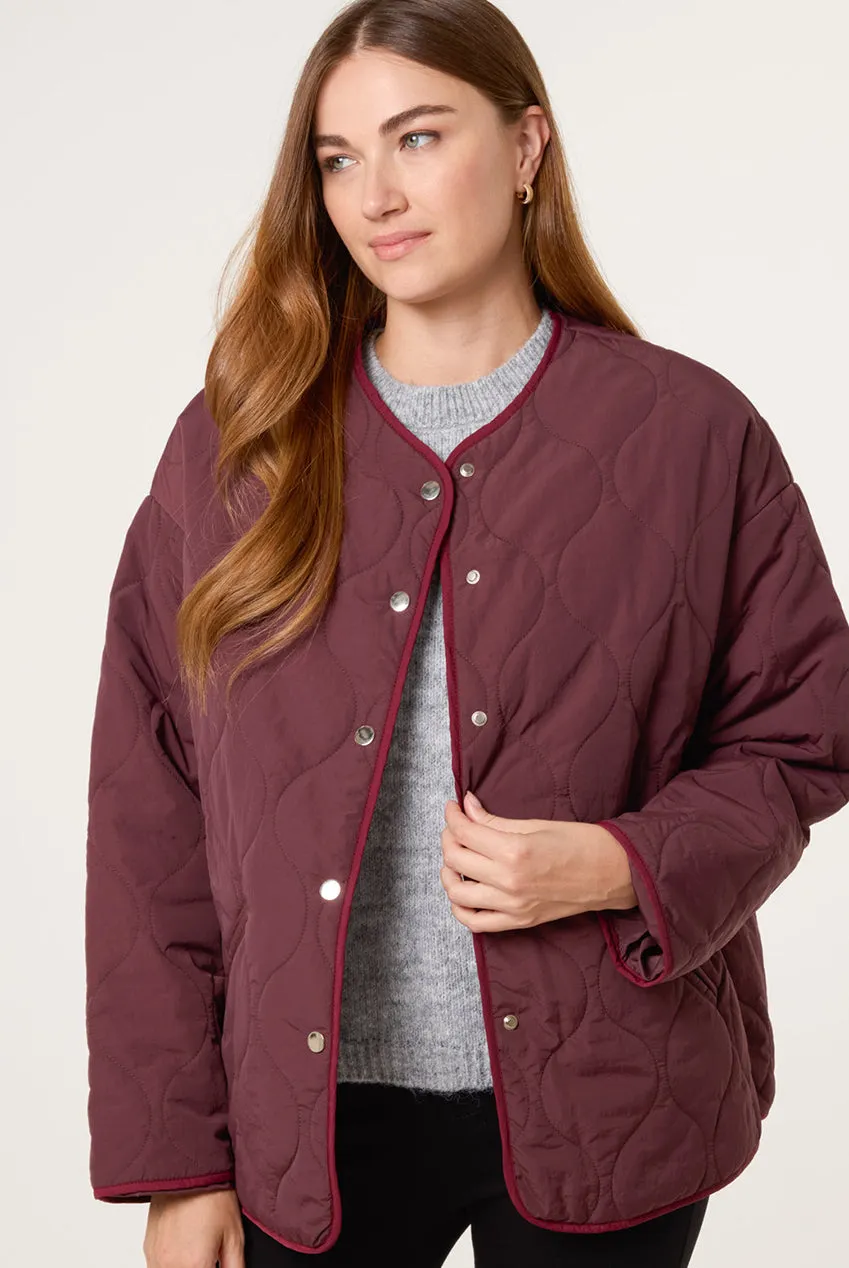 Blue Vanilla Button Front Giacca Trapuntata Vino