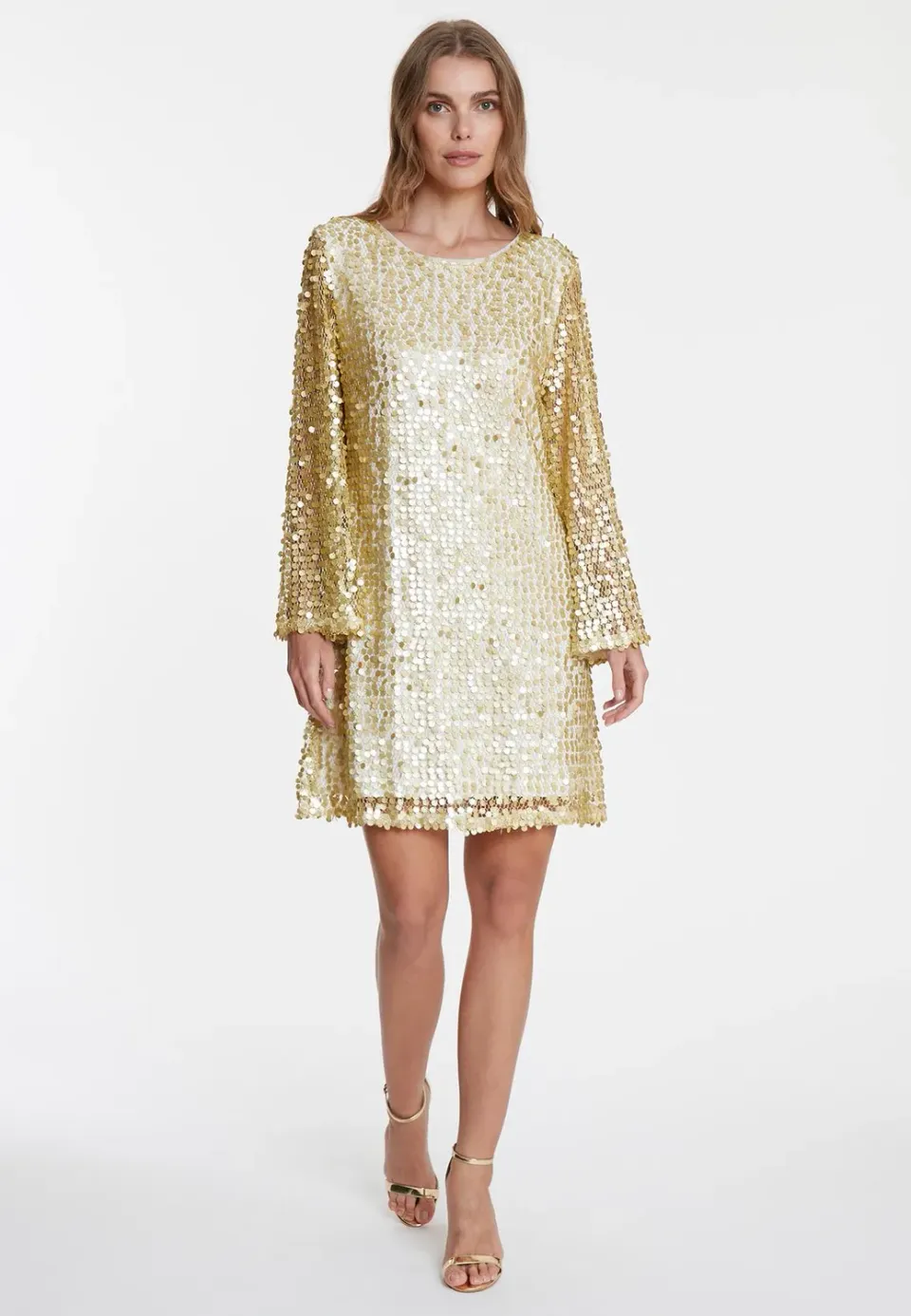 Ana Alcazar Wadana abito cocktail oro paillettes