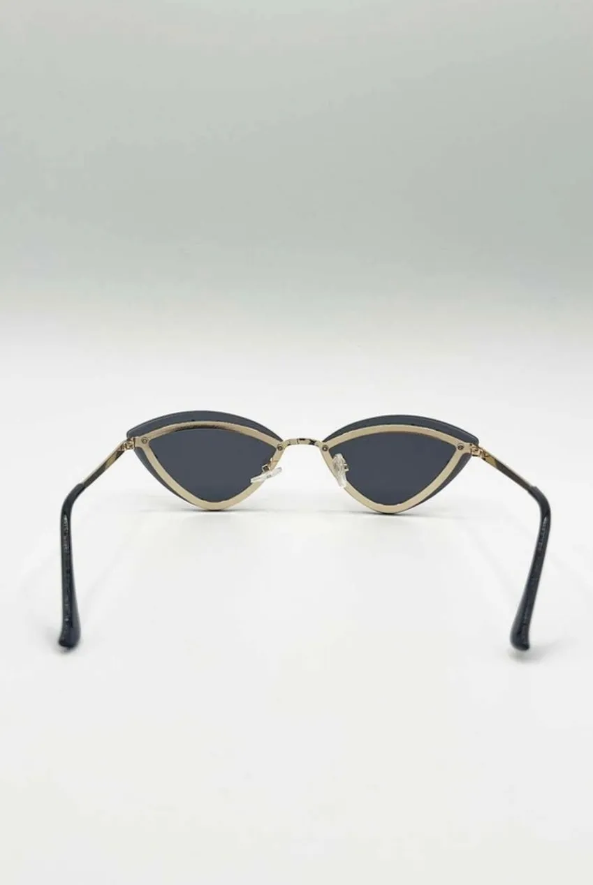 SVNX Diamante Occhiali da Sole Cat-Eye Neri Taglia Unica