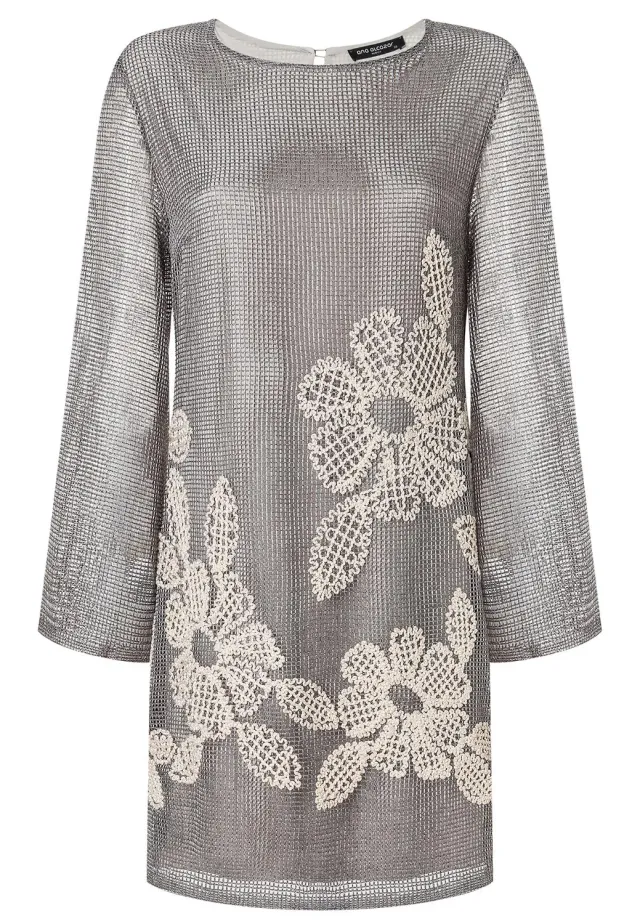 Ana Alcazar Zalia abito tunica crochet grigio