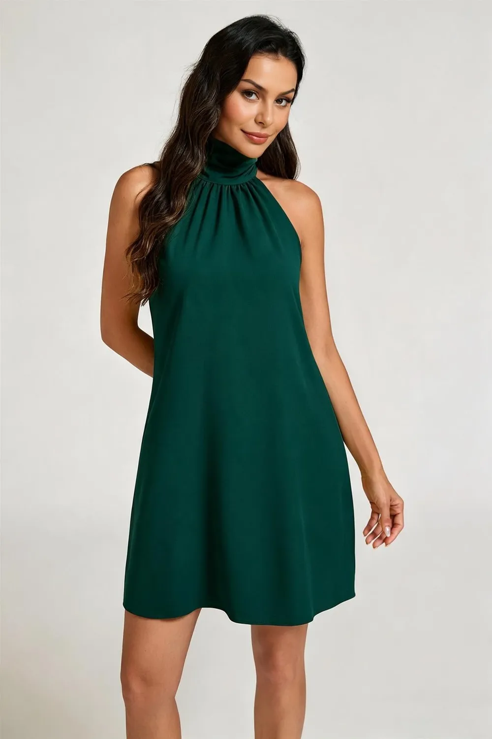 FS Collection Halter abito mini verde bosco schiena