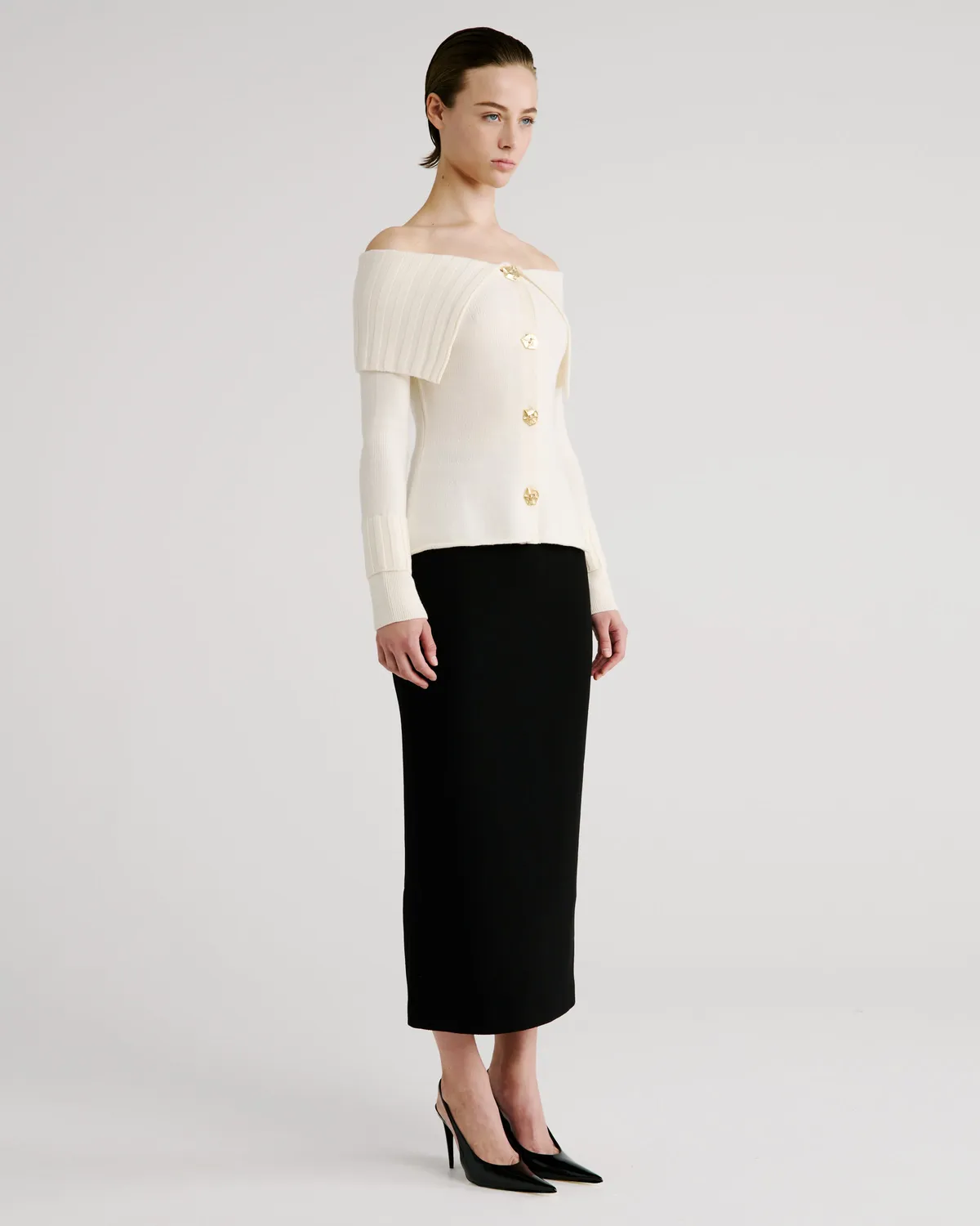 Violante Nessi Pope cardigan avorio lana merino