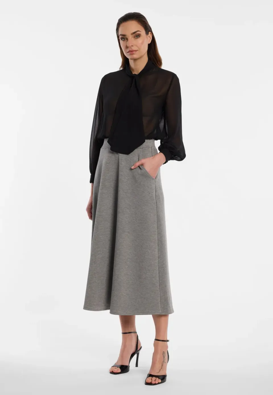 Ana Alcazar Enlyrio gonna midi svasata con tasche