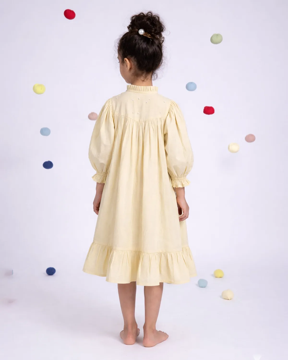 Our Dve Tilly abito bimba cotone giallo limone