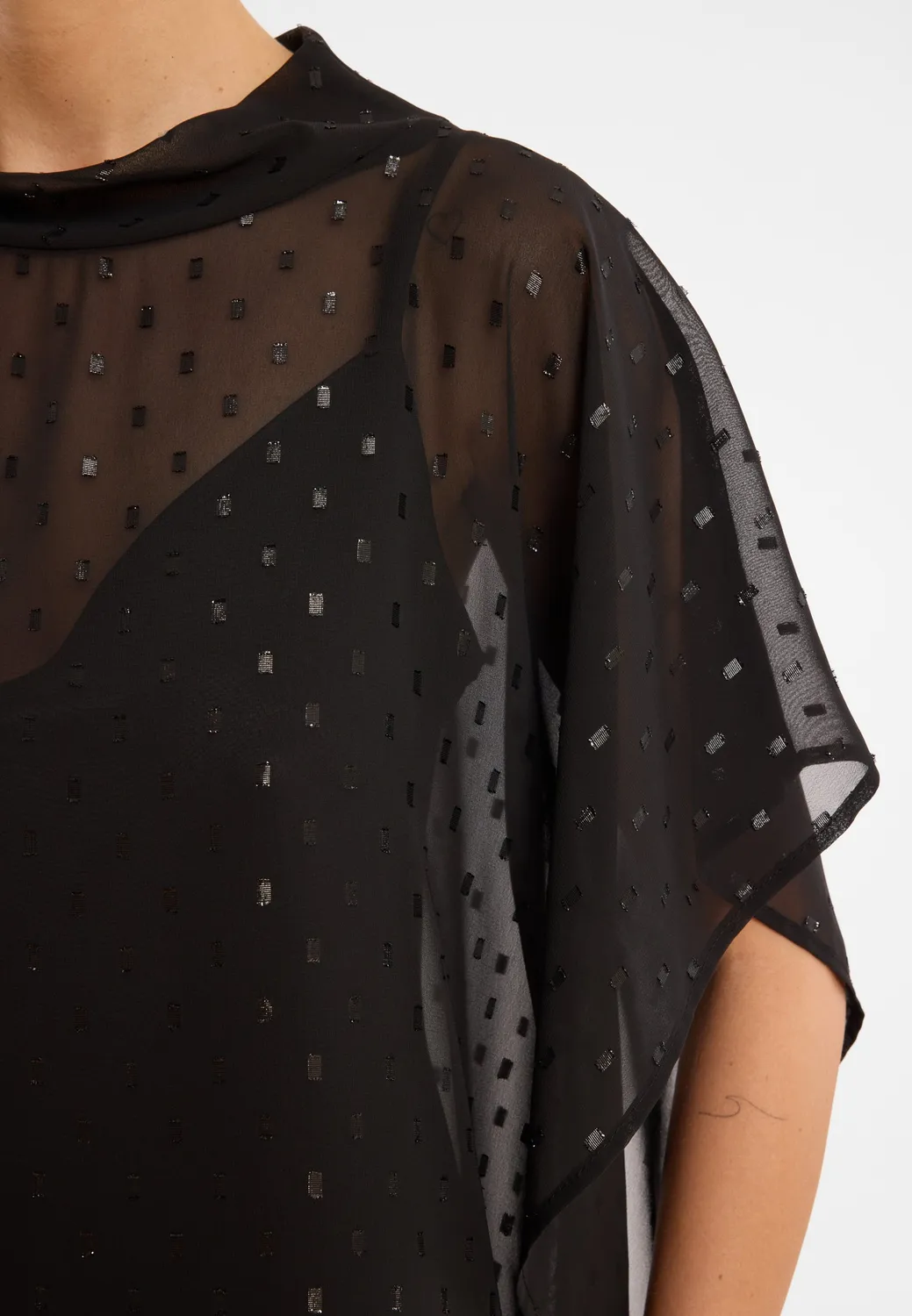 Ana Alcazar Cibini top chiffon nero glitter