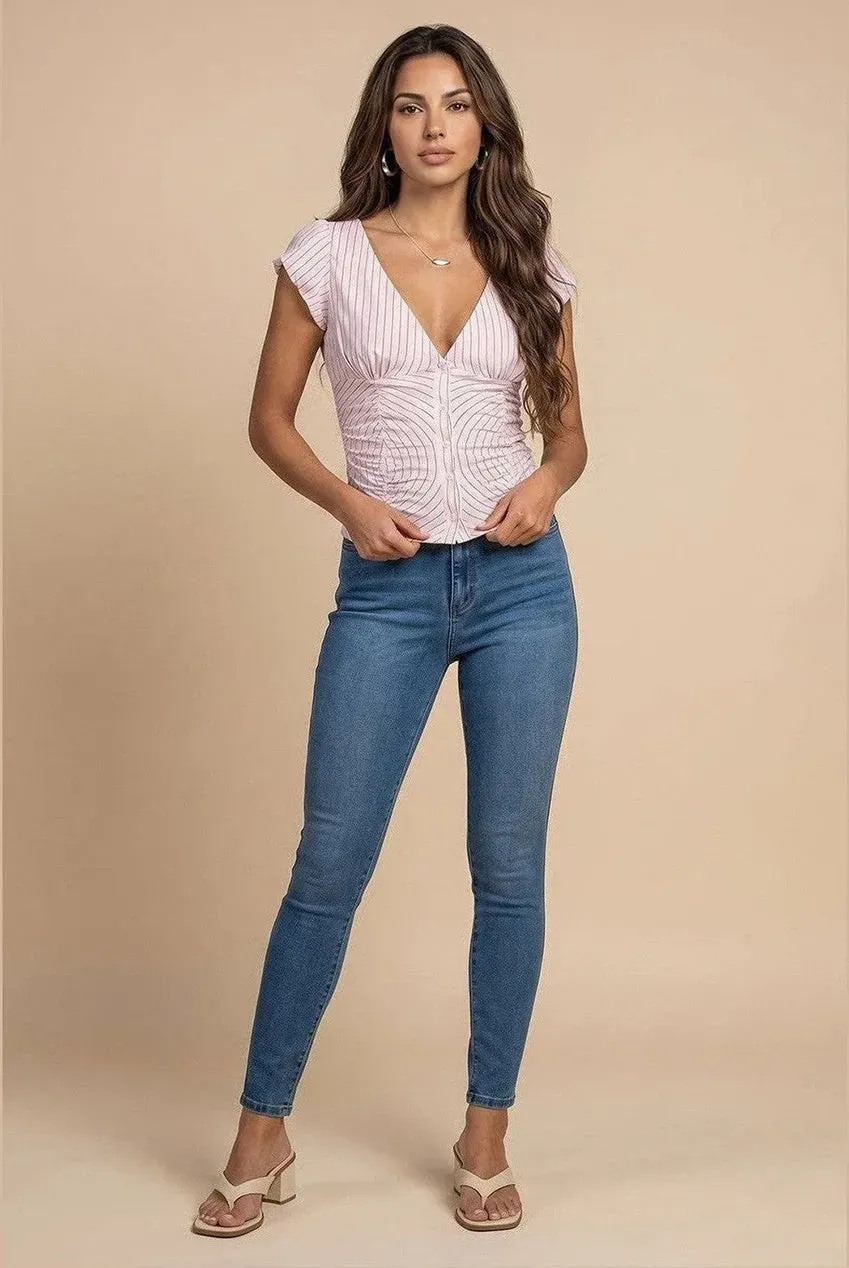 Urban Bliss Skinny jeans mid blue vita elasticizzata