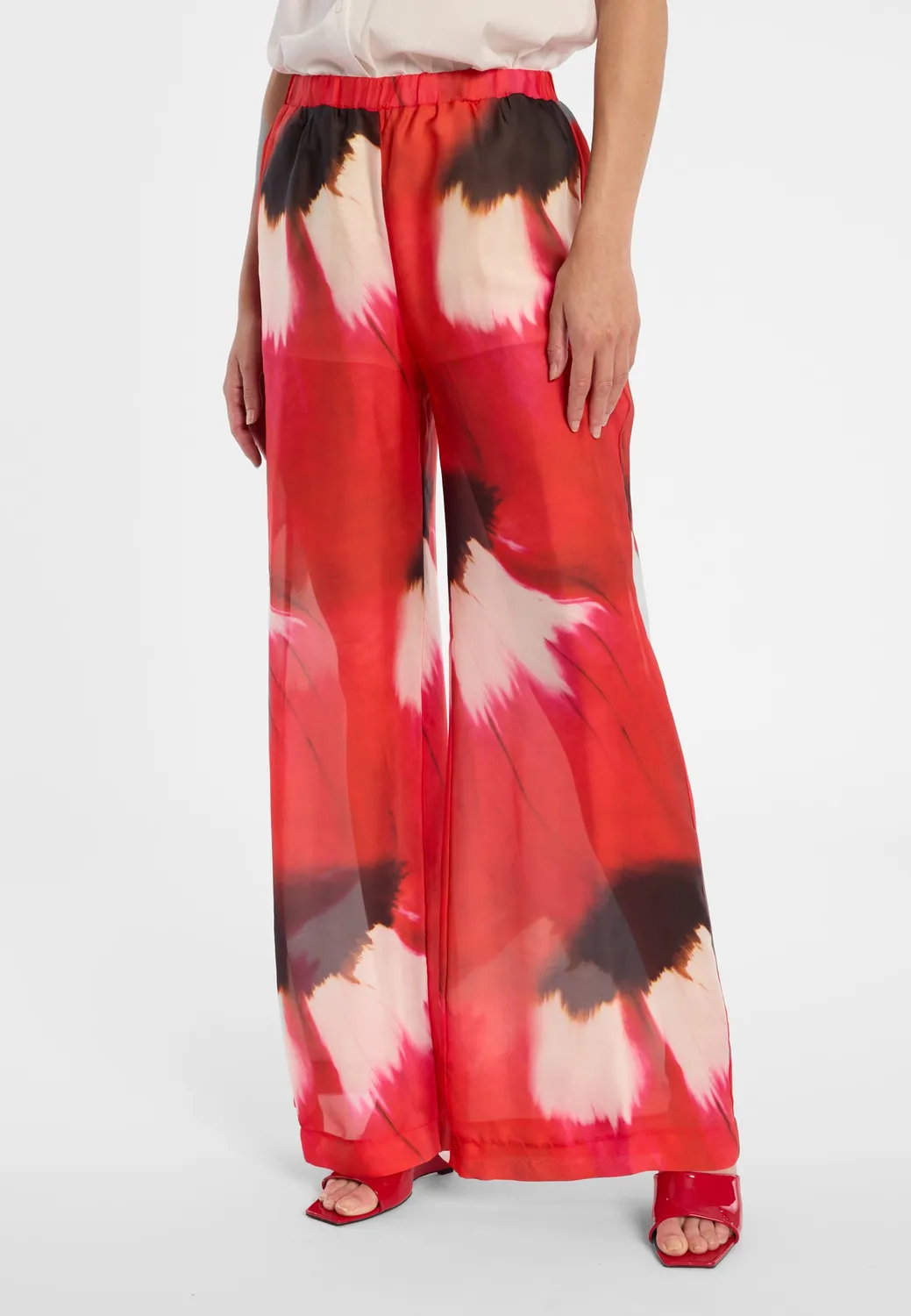 Ana Alcazar Dolth pantaloni palazzo chiffon rossi