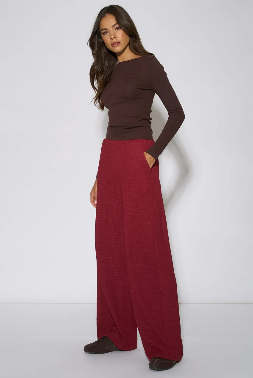 Gini London Mulberry Elasticated Waist pantaloni bordeaux
