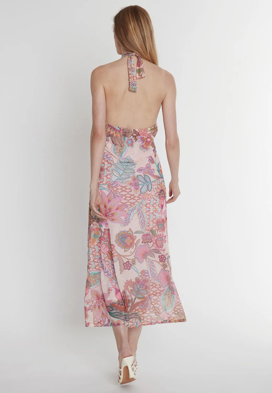 Ana Alcazar Peline abito halter floreale midi