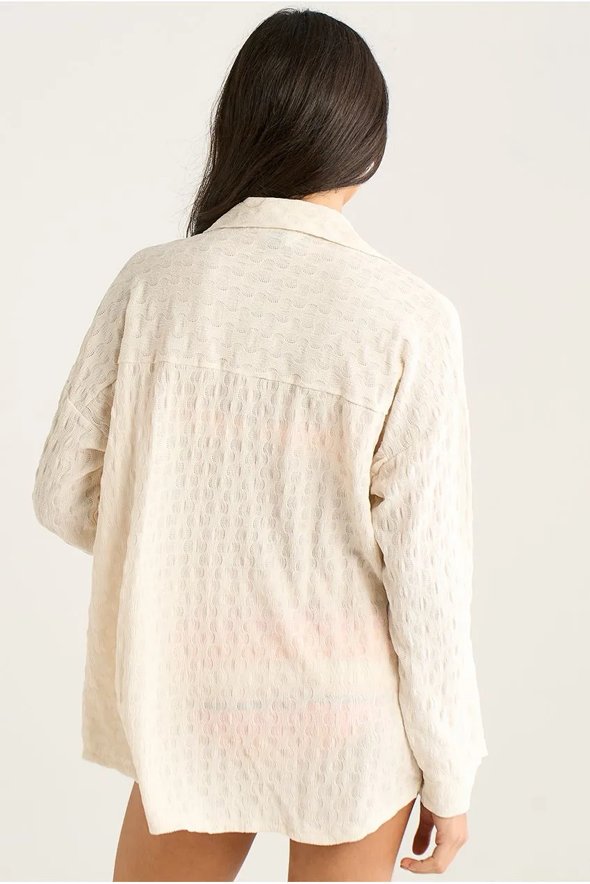 Gini London IT1480B camicia beige oversize manica lunga