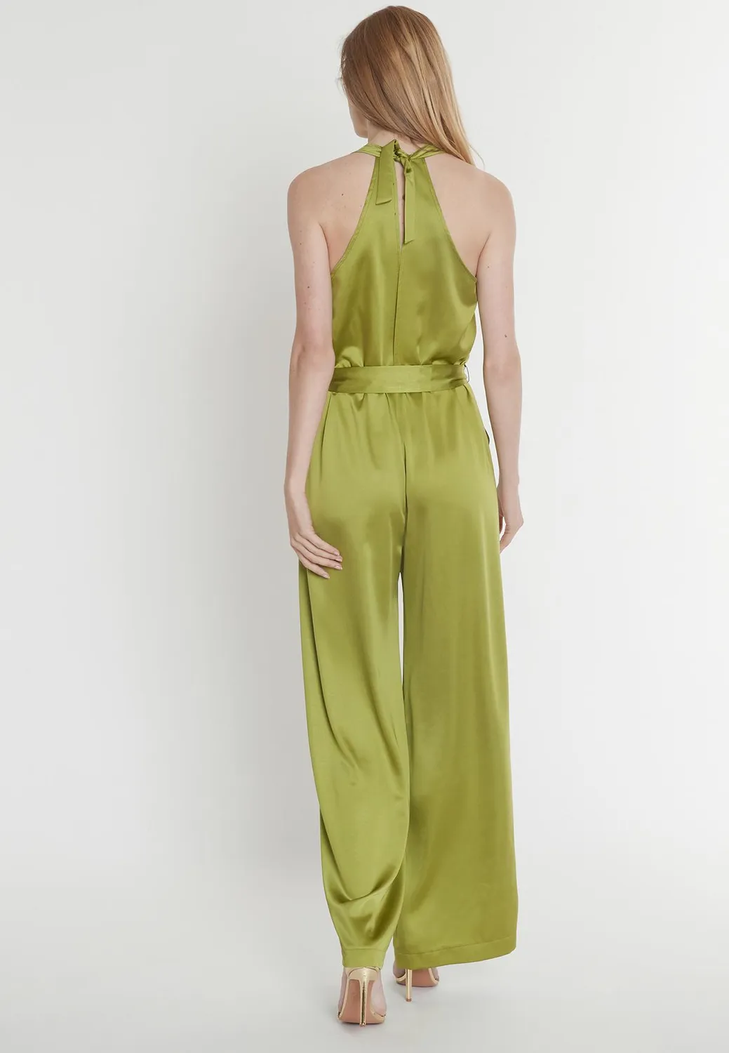 Ana Alcazar Paholy tuta verde raso scollo halter