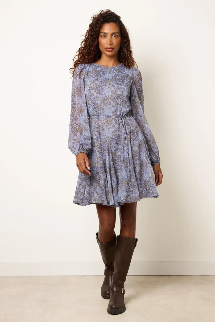 Goddiva Blue Vanilla Godet Mini abito denim cintura
