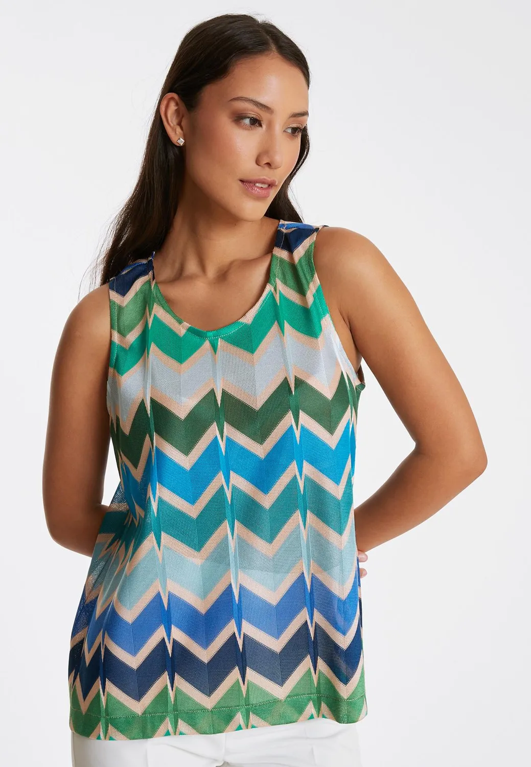 Ana Alcazar Pahea top estivo verde zigzag