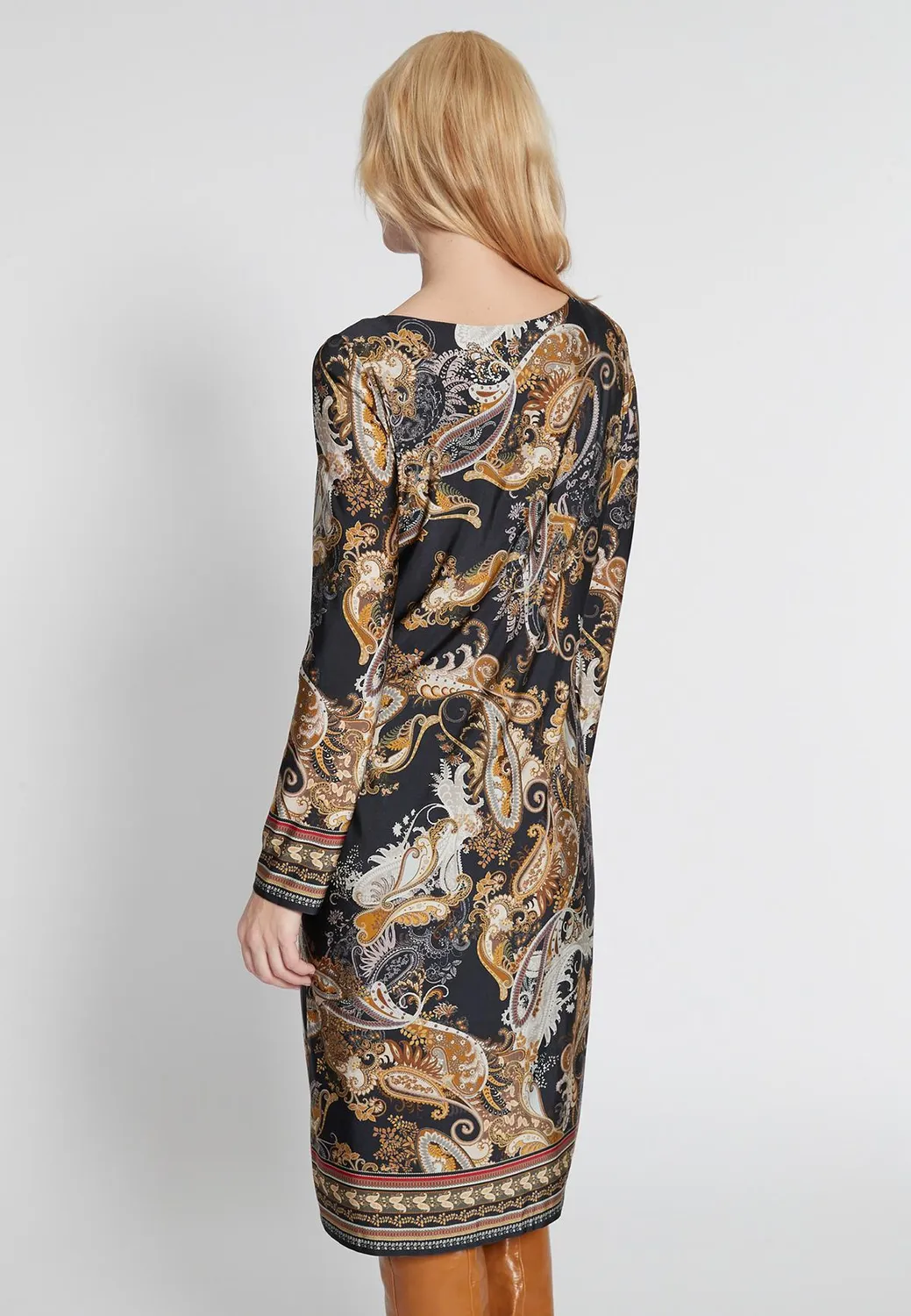 Ana Alcazar Hibale abito paisley dritto marrone