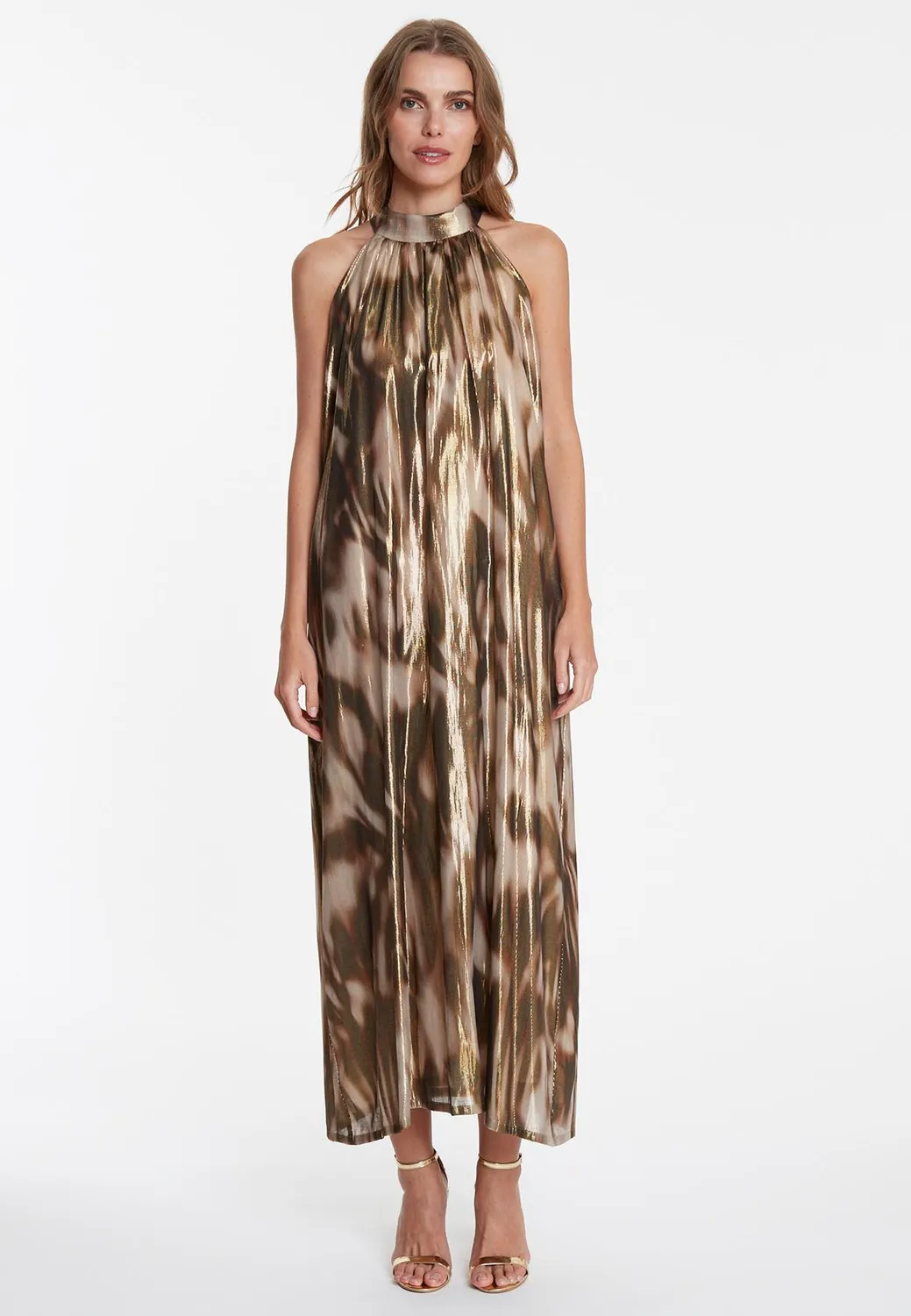 Ana Alcazar Wanina vestito halter maxi oro
