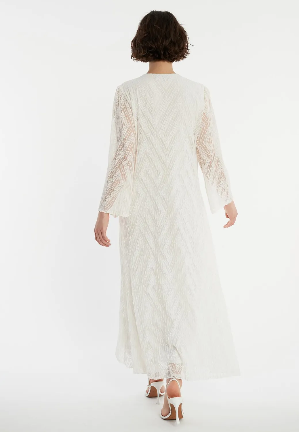 Ana Alcazar Zaira caftano maxi bianco pizzo