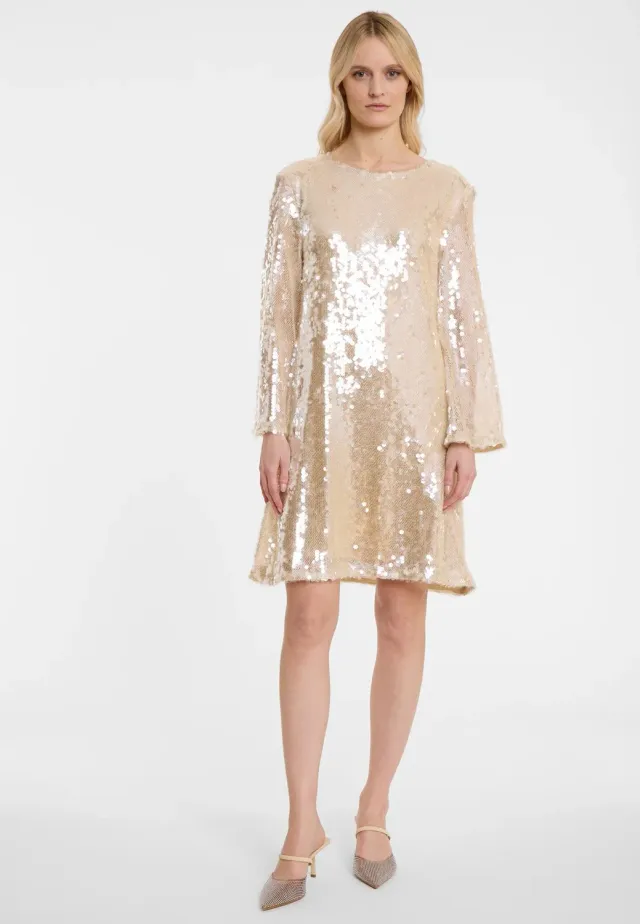 Ana Alcazar Abdea abito paillettes champagne A-line